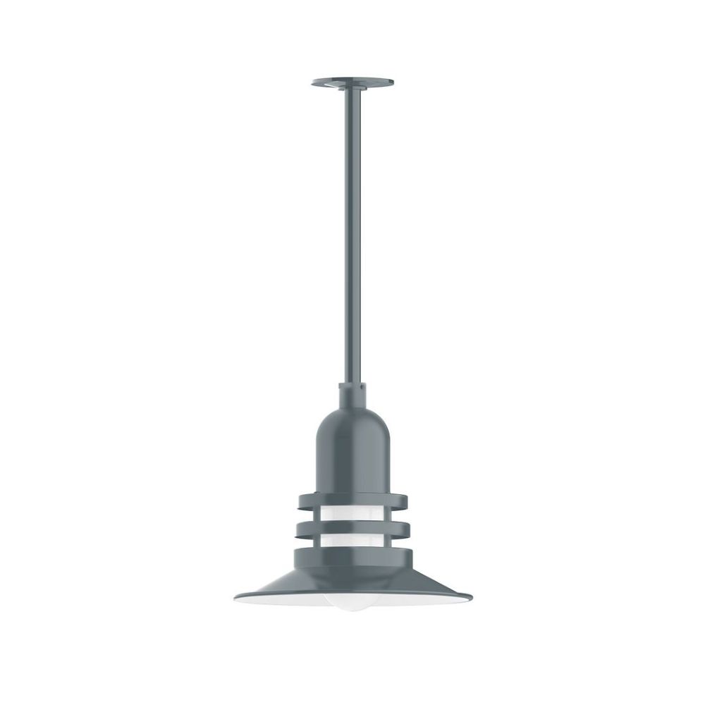 Montclair Lightworks STA148-40-G07 12" Atomic shade, stem mount pendant with canopy, Frosted Glass, Slate Gray